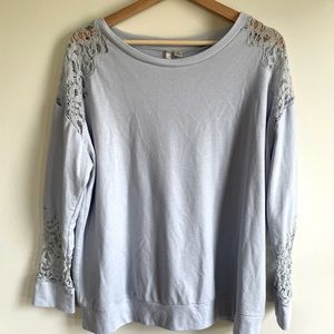 Light Blue LC Lauren Conrad XL Lace Accented Top